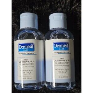 Dermasil PHA Toning Solution Twin Pack Lactobionic Acid Aloe Vera Vitamin E 4oz